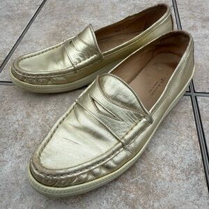 Ann Mashburn Upton penny loafers in a gold metallic